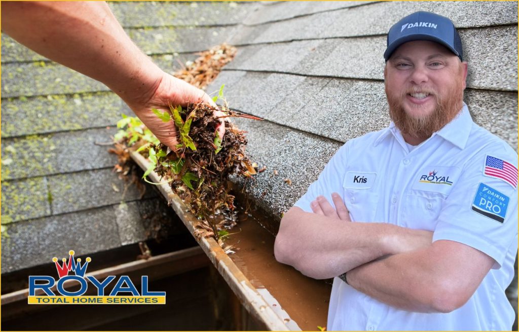 Gutters getting cleaned out.